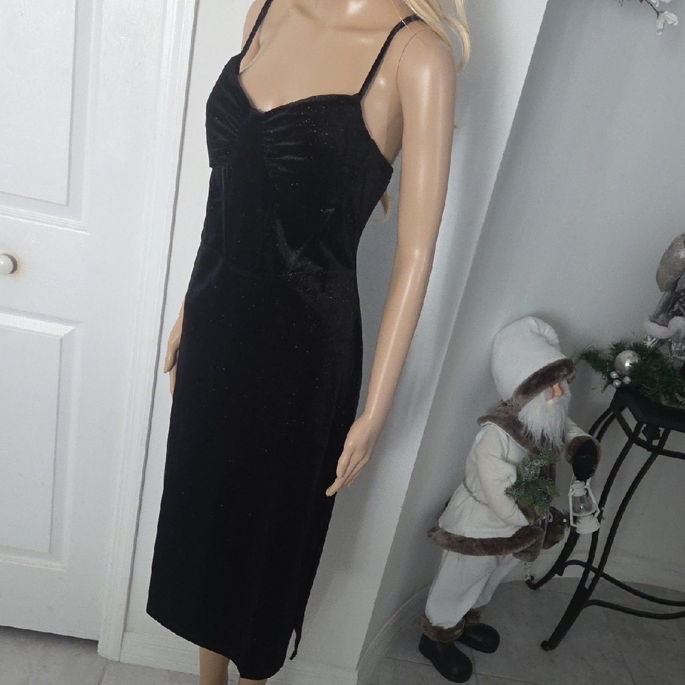 Elegant Black blingy Velvet Dress NWOT XL
